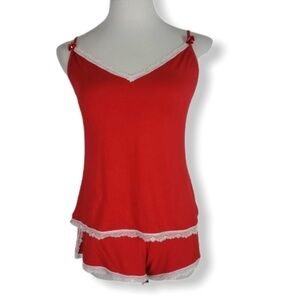 Ekouaer Red Chemise Short sleepwear lingerie Teddy PJ Retro Size Medium